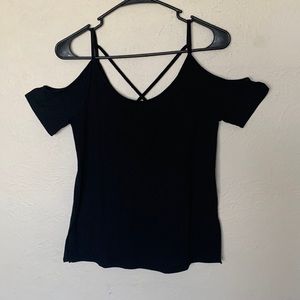 Black top with cut out shoulders.
